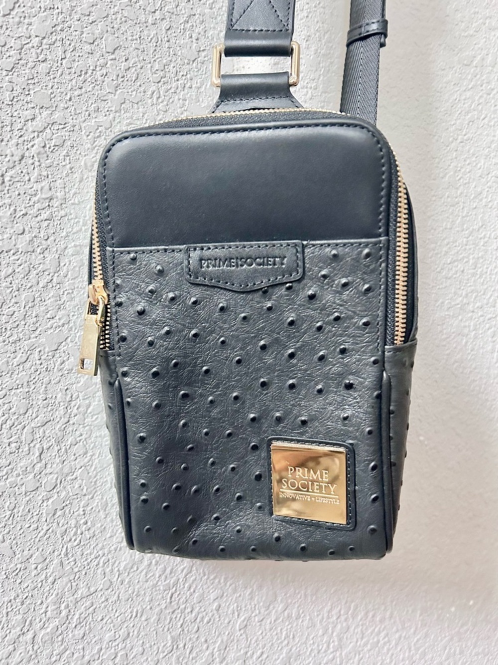 Prime Society Dynasty Black Slingbag Leather Blue Interior Limited, Orig $245